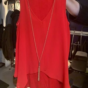 Bcx bright orange shirt with necklace